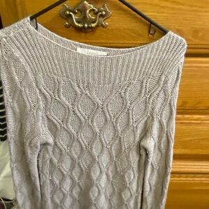 LOFT Women's Gray Cable Knit Sweater